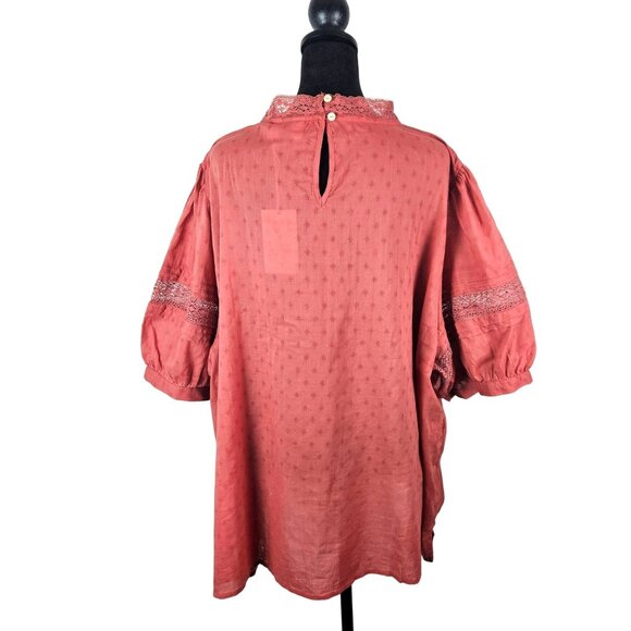 Universal Thread Women's Size 4X Rust Lace Boho Tunic Top Button Closure Casual - Picture 2 of 11